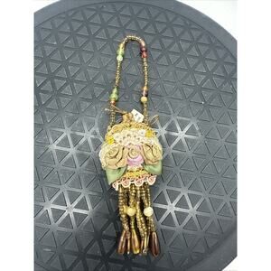 Victorian Roses Purse Ornament Beaded Fringe Lace Handbag Katherines Collection